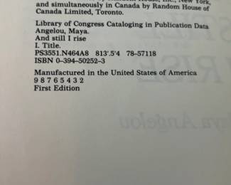 First Edition: And Still I Rise: A Book of Poems by Maya Angelou