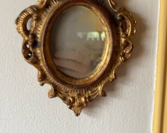Vintage Italian Florentine Gold Gilt Oval Wall Mirror