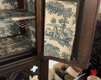 Antique Gothic Revival Carved Oak Credence Cabinet