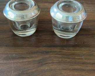 Vintage Frank M. Whiting Sterling Silver & Glass Coaster Pair