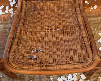 Vintage High Back Wicker and Rattan Armchair