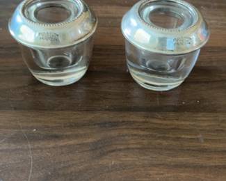 Vintage Frank M. Whiting Sterling Silver & Glass Coaster Pair