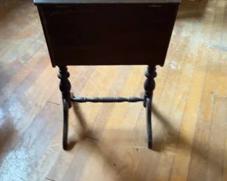 Vintage Dark Wood Spindle Leg Sewing Box
