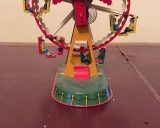 Vintage JW German Mechanical Tin Ferris Wheel Toy