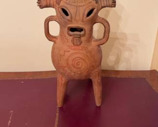 Vintage Hand-Painted Terracotta Anthropomorphic Figurine