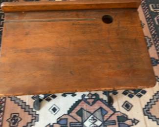 Vintage Solid Wood School Desk and Chair Set