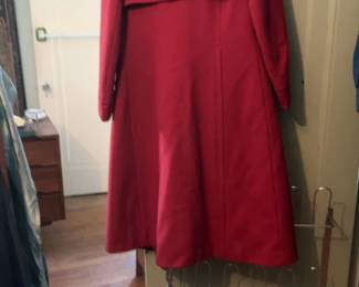 Vintage Red Long Wool Overcoat