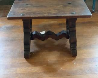 Vintage Rustic Spanish Style Wood Side Table