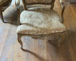 Vintage French Provincial Damask Armchair