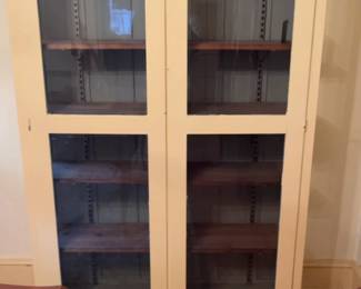 Pair of Modern Glass Front Tall Cabinets