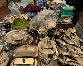Large collection of fine tableware including silver-plate