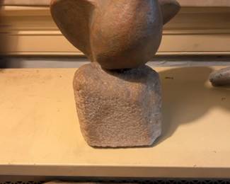 Rustic Stone Bird Figurine on Pedestal