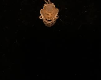 Vintage Pre-Columbian Style Mask Silver Pendant 