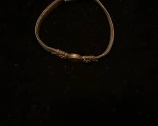 Vintage Topkapi Turkey 925 Sterling Silver Bracelet featuring a woven wheat chain and floral details