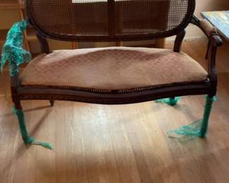 Vintage French Provincial Cane Back Settee