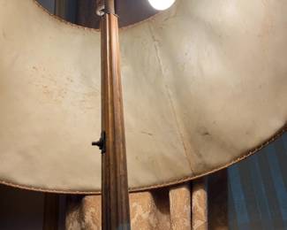 Antique Floor Lamp & Rustic Natural Rawhide Lamp