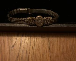 Vintage Topkapi Turkey 925 Sterling Silver Bracelet featuring a woven wheat chain and floral details