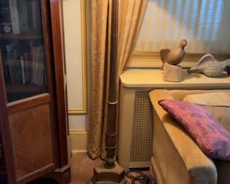 Antique Floor Lamp & Rustic Natural Rawhide Lamp