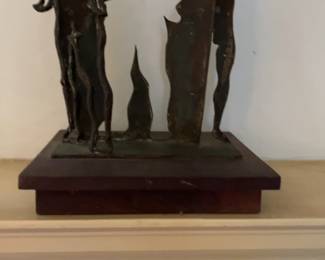 Walter Harvey Moore Jr. Brutalist Figurative Sculpture on Wooden Base
