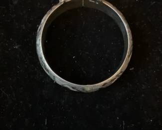 Vintage Engraved Floral Silver Bangle Bracelet