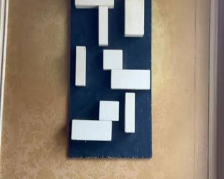 Abstract Geometric Brutalist Wood Wall Relief Art