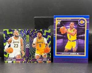LeBron James & Bronny James Jr. Card Lot | Optic Splash Duo & NBA Hoops Rookie | Lakers