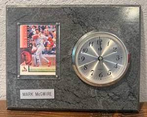 Mark McGwire Framed Baseball Card Desk Clock | Upper Deck Chase for 62 Display | Cardinals Collectible