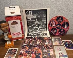 Denver Nuggets Memorabilia & Card Lot | David Thompson Signed Photo, Michael Adams Bobblehead, Chris Jackson