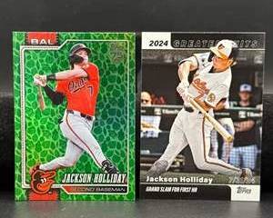 Jackson Holliday Baltimore Orioles Card Lot | Topps Green Foil Parallel Rookie Card & 2024 Greatest Hits Insert