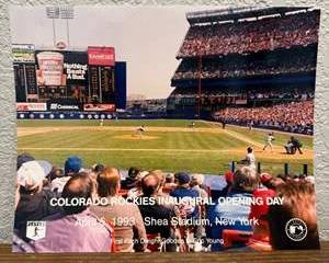 Colorado Rockies Inaugural First Pitch Photograph, Opening Day April 5, 1993 Shea Stadium, New York