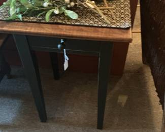 Leick Home 2-Tone Slate and Medium Oak Wood End Table with Drawer