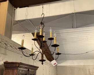 Primitive Country Style Wrought Iron Chandelier