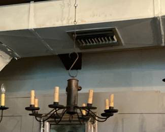 Vintage Wrought Iron Chandelier with Portrait Painting