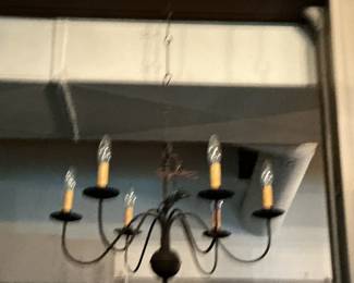 Vintage 5-Light Wrought Iron Chandelier with Candle-Style Sockets