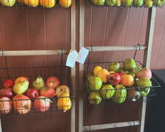 Assorted Artificial Fruit and Vegetable Display with Ladder Stand