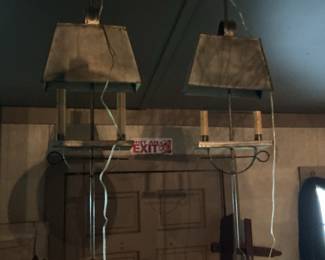 Primitive Tin "Exit Sign" Chandelier