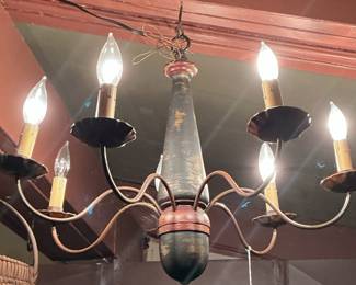 Irvin's Country Tinware 5-Arm Wood Chandelier