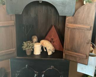 Primitive Black Arched Wall Cabinet