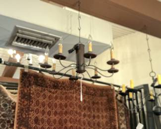 Hand-Forged Wrought Iron Chandelier with Candle-Style Lights