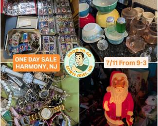 Costume jewelry, vintage Christmas, trading cards, video games, glassware, pyrex, fireking
