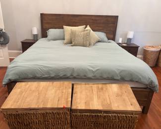 King sized bed frame and bedding