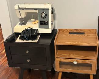 Side tables and a sewing machine