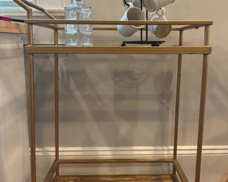 Gold-tone bar cart