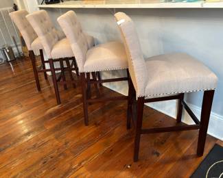 Set of 4 upholstered bar height stools