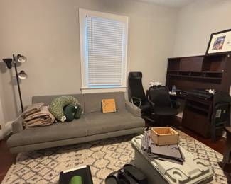 Futon, desk & desk chairs