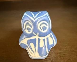Pablo Zabal Blue and White Ceramic Owl Figurine
