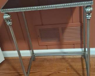 Vintage Hollywood Regency Style Side Table with Smoked Glass Top and Fluted Legs
