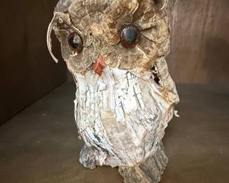 Textured Bark Owl Figurine