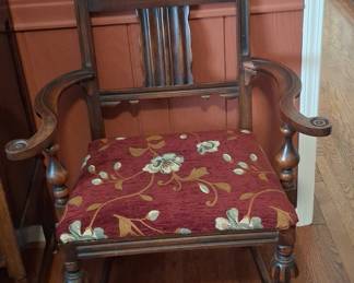 Antique Armchair with Floral Upholstery
