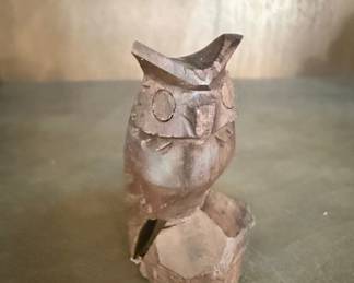Carved Wooden Owl Figurine